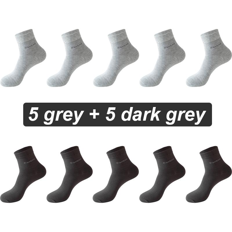 10Pairs/lot Men Bamboo Fiber Socks Casual Black White Business Anti-Bacterial Breatheable Male Sock High Quality Size 38-45