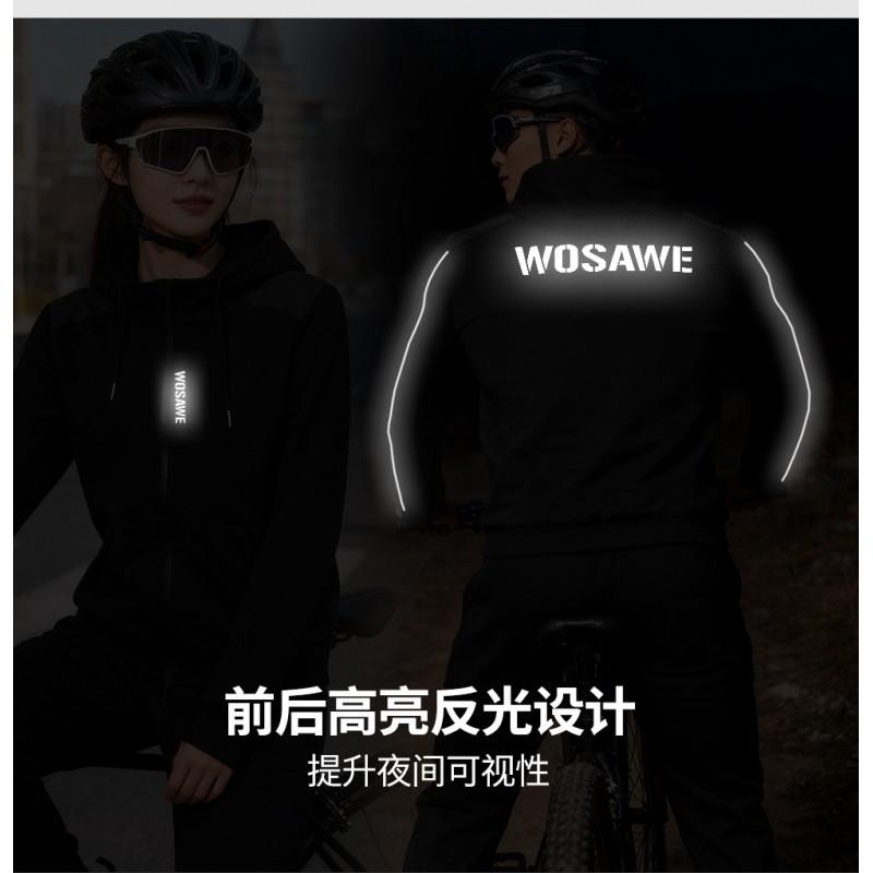 Fleece Lined Hooded Cycling Jacket With Reflective Stripes Multiple Pockets Unisex Winter Sportswear
