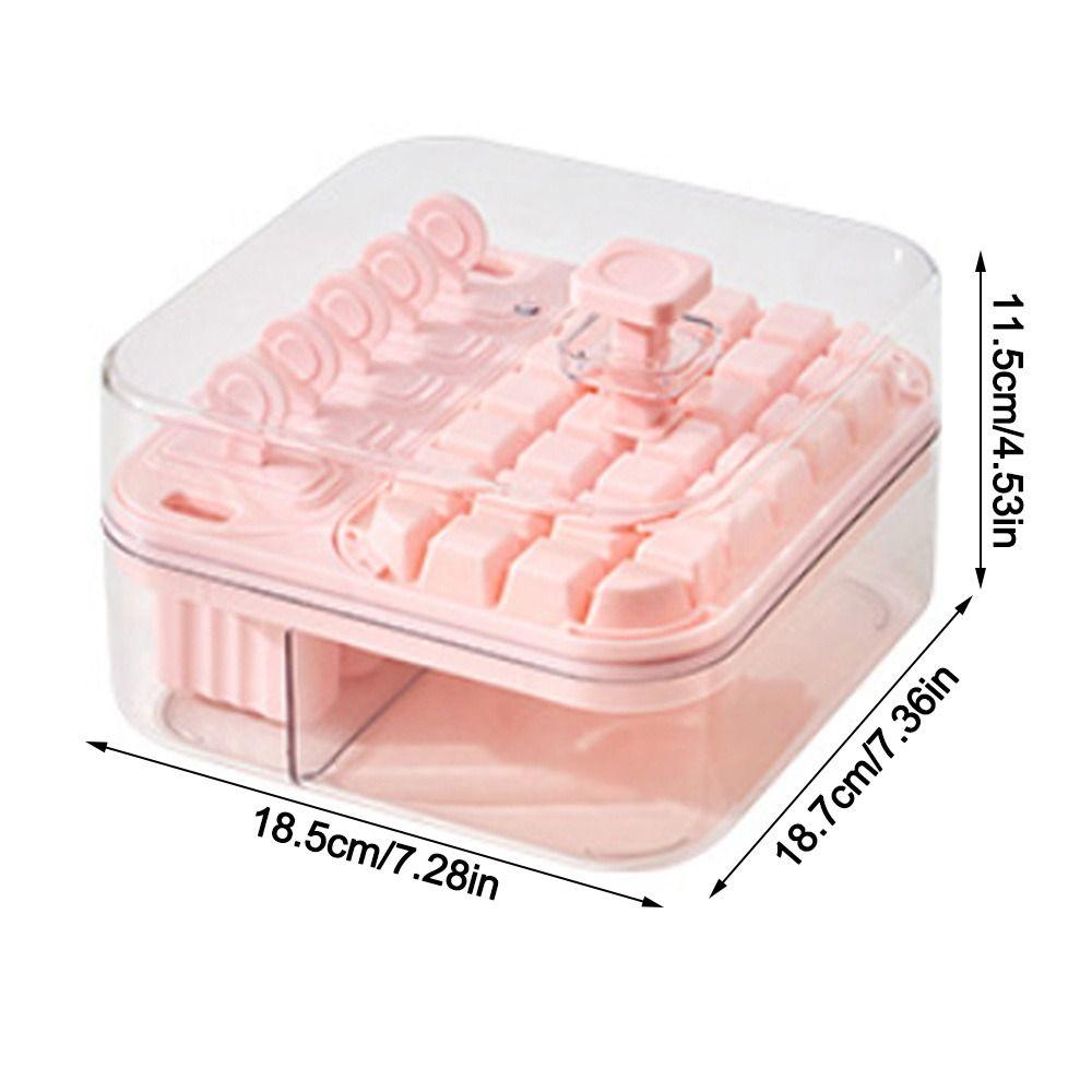 2-in-1 Press Ice Tray Box One-Touch Release Ice Maker Space Saving Ice Cream Mold Home Kitchen Use