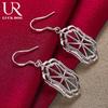 925 Sterling Silver Geometric Pendant Piercing Earrings Fashionable Wedding Jewelry