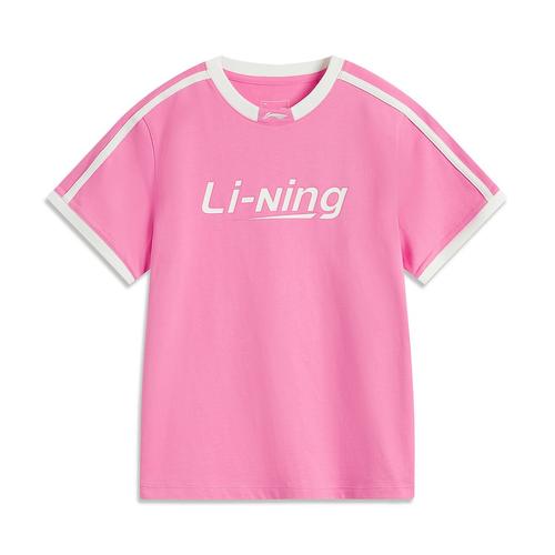 Li Ning Футболка женская Li-Ning Коллекция Спортивная Жизнь Цвет Бугенвиллия Розовый/Слоновая Кость AHSVB44-6