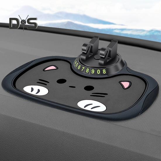 Автомобильный противоскользящий коврик для хранения, держатель для телефона, органайзер для приборной панели, моющийся, термостойкий, со свободным вращением, автомобильный держатель для телефона с парковочным номером