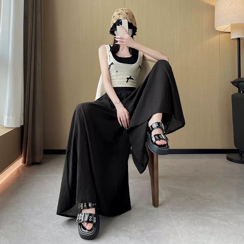 Ice Silk Casual Wide-leg Culottes Women's Summer Thin Section High Waist Thin Loose Drape Big Hems Mopping The Floor Yamamoto Trousers