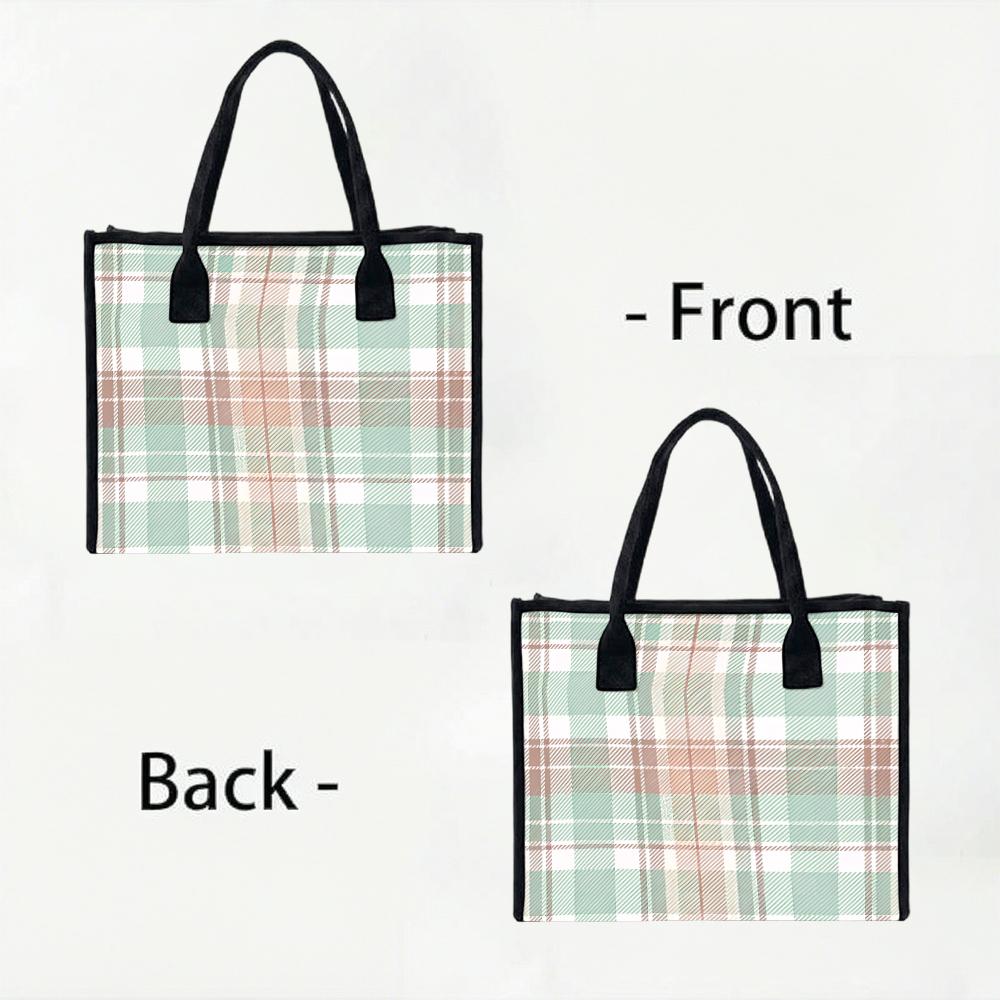 Plaid Tote Bag Fashion Casual Large Capacity Daily Use Handbag for Women