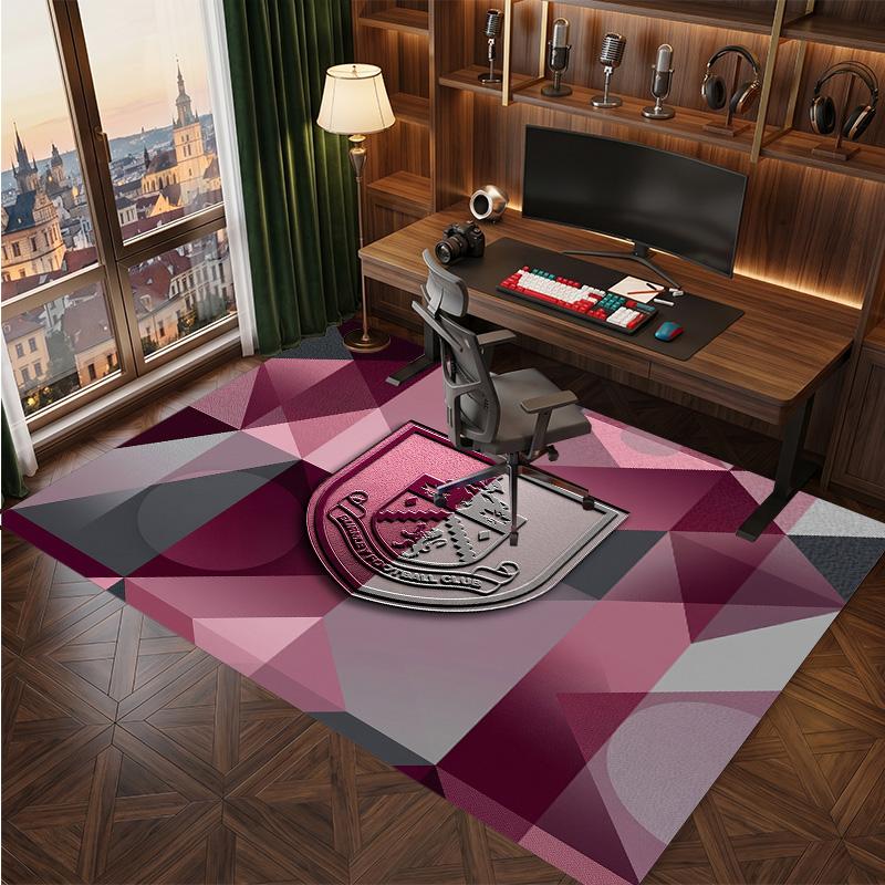 Burnley Football Print Crystal Velvet Rug, Comfortable Water Absorbent Non Slip Indoor Floor Carpet