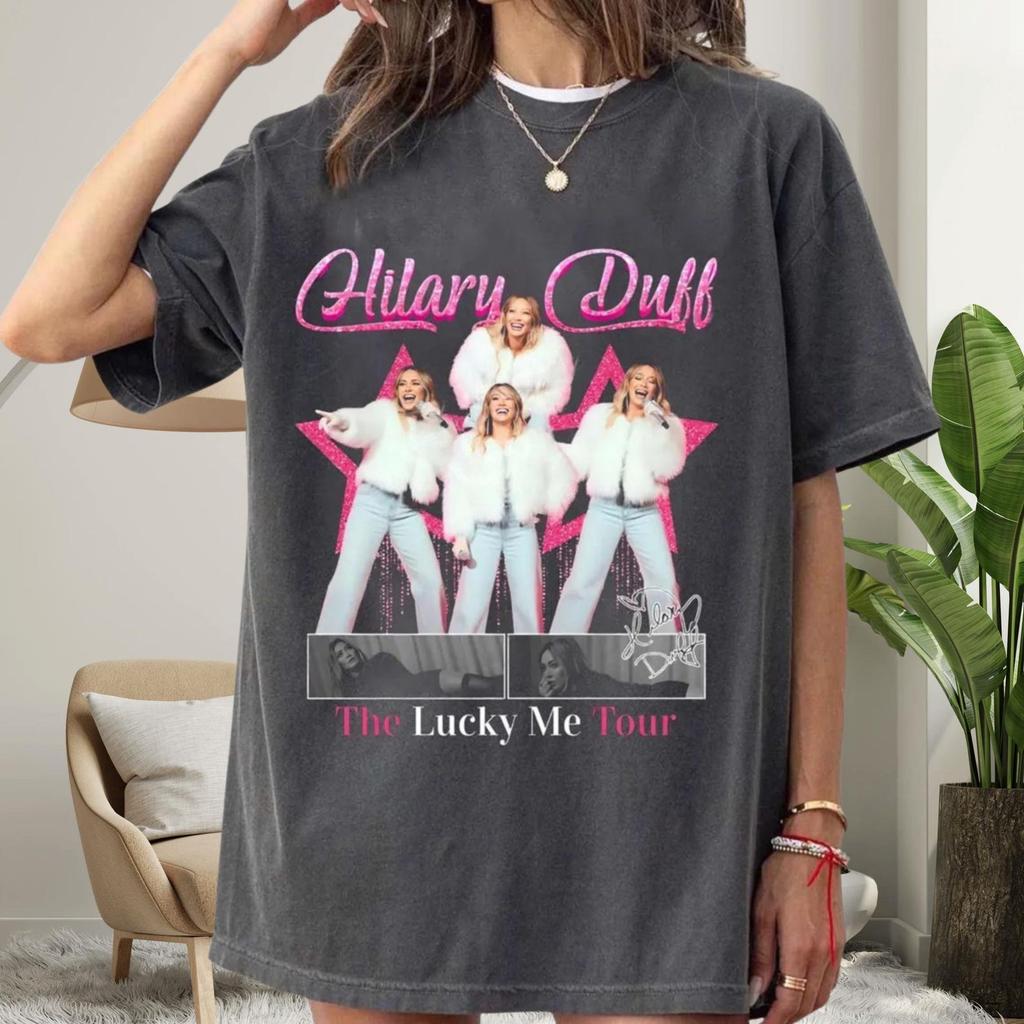 Hilary Duff Lucky Me Tour 2026 T-Shirt, Vintage Y2K Pop Concert Tee, Comfort Colors 1717, Retro Hilary Duff Fan Shirt