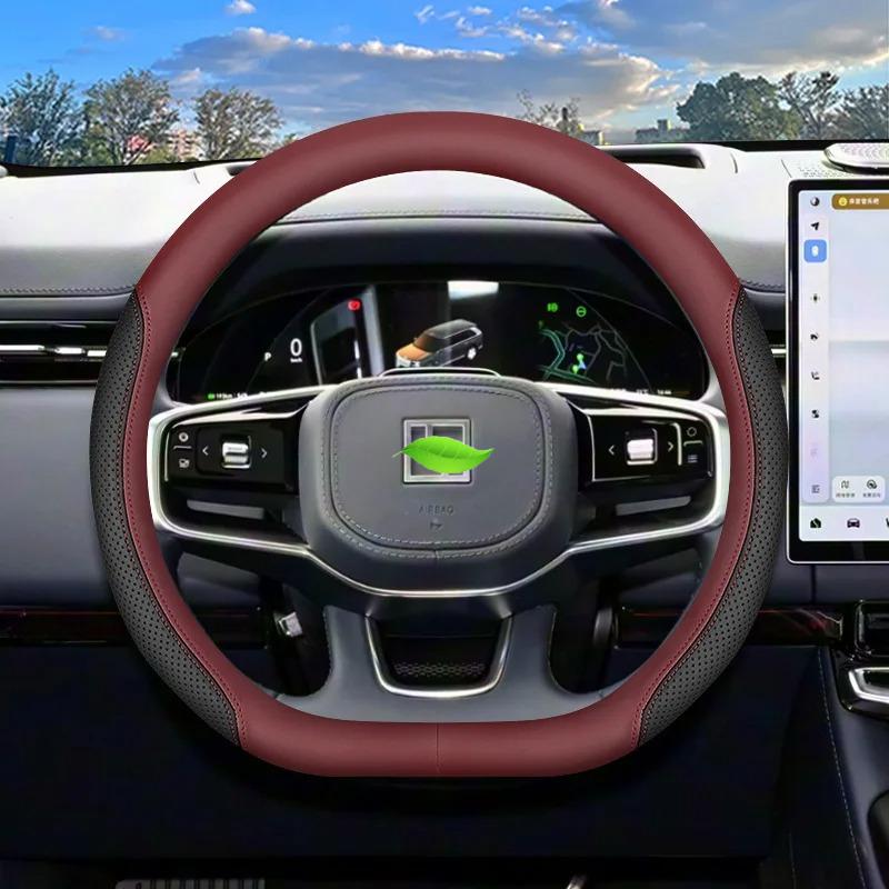 For Geely ZEEKR 9X 2025 2026 Steering Wheel Cover Case Nappa Leather Steering Covers Protector Car Styling Interior Accessories
