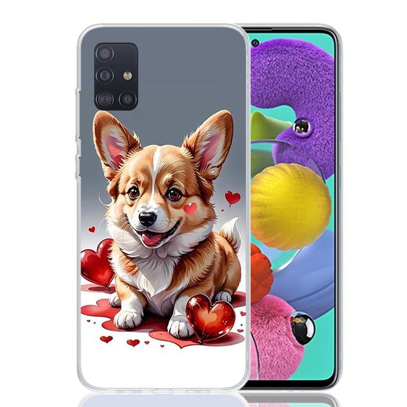 Милый Щенок Сердце Собаки Чехол для Телефона Для Samsung Galaxy A52 A32 A22 A12 A02S A50S A30S A51 A31 AA71 Note 20 Ultra 10 S10 Plus Gala