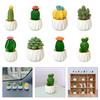 Mini Artificial Cactus and Bonsais Figure Resins Succulent Faux Potted Plant Figurine for Home and Office Desktop Decors