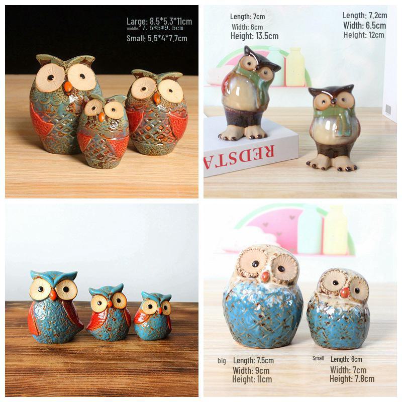 Ceramic Owl Ornaments - Home Decor Animal Crafts 1003