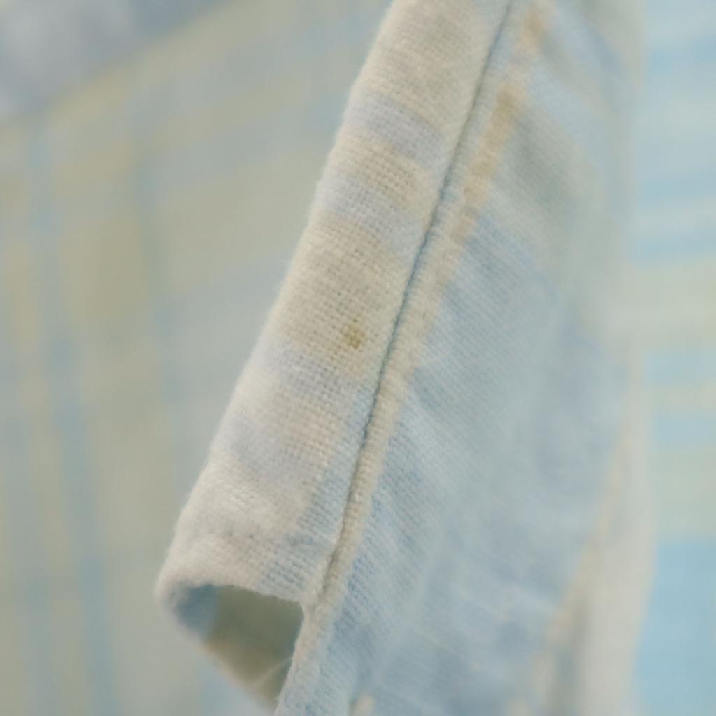 Nautica 90-е годы Смесь льна Рубашка с коротким рукавом на пуговицах в клетку для мужчин Б/У