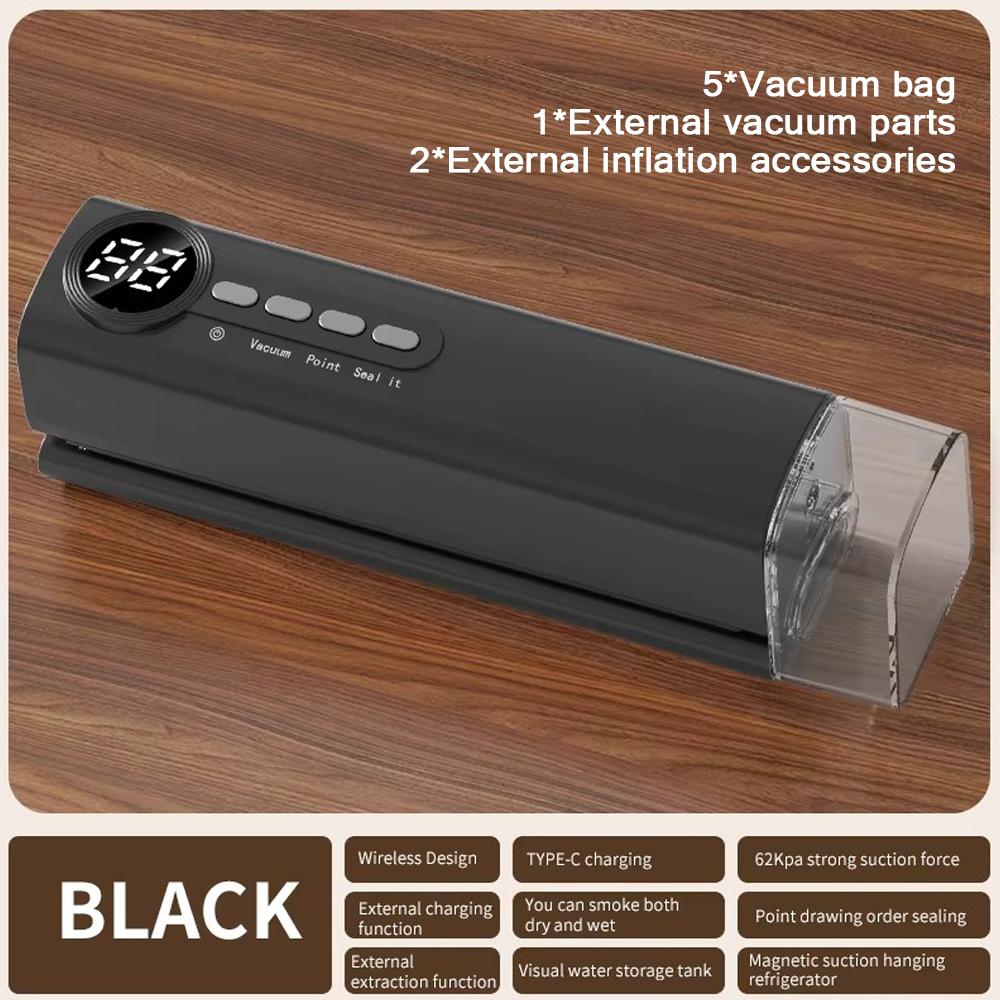 Portable Wireless Vacuum Sealer Machine For Food Storage/USB Rechargeable/62Kpa Strong Suction/Dry/Moist Mode