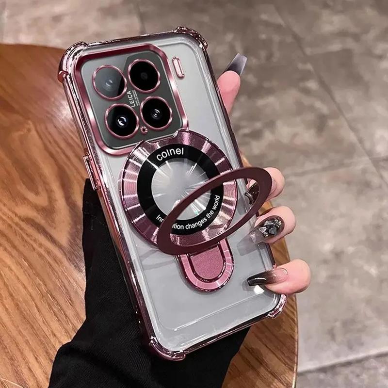 Для Xiaomi 15T Pro Чехол Противоударный Магнитный Кронштейн Чехол для телефона Для Mi 15 T 15T 14T 13T Pro Подставка Прозрачная Мягкая Силиконовая Крышка