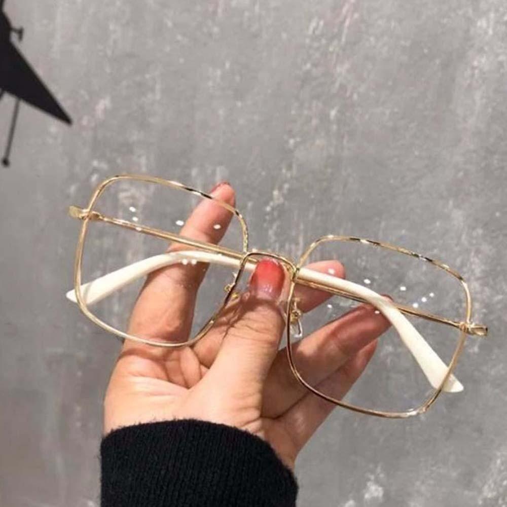 PC Golden-frame Myopia Glasses Lightweight Women Reading Eyewear Glitter Big Frame Glasses  Outdoor