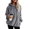 Winter Solid Thick Warm Long Color Women Hoodies Sleeve Zipper Hooded Sweatshirt