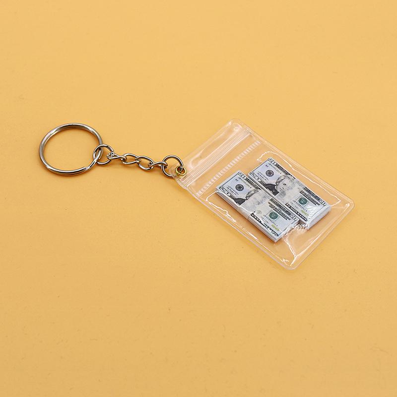 Брелок в виде банкноты в виде доллара США, подвеска в виде мини-доллара США, прозрачная сумка-монета, уникальный брелок в виде мини-сумки для денег ручной работы
