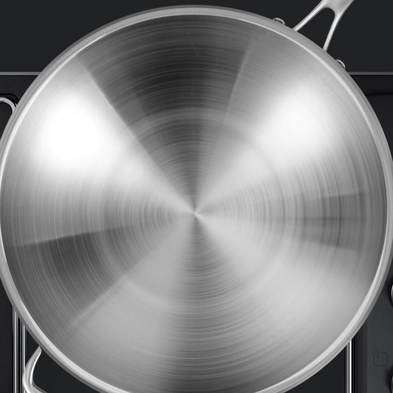 Трехслойная сковорода-вок из нержавеющей стали, цельнолитая, со стальной крышкой, сковорода для индукционной сковороды, пригодная для духовки, подходит для всех плит