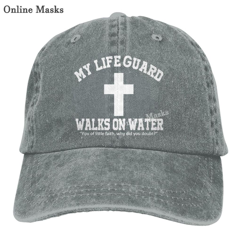 Джинсовая кепка My Life Guard Walks On Water Христианская пасхальная религиозная бейсбольная кепка для папы Классическая регулируемая женская кепка унисекс