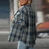 Женская повседневная модная свободная клетчатая рубашка с карманом, топы с длинным рукавом