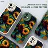 Slim Skin Feeling Oil Painting Sunflowers Soft Silicone PU Leather Cover Phone Case for iPhone Samsung Huawei Honor Xiaomi Redmi OPPO Realme Vivo