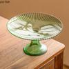 Стеклянный поднос для фруктов на высоких ножках, креативная вертикальная полосатая тарелка для димсамов, конфетница, десертная тарелка, фирменная посуда для ресторана