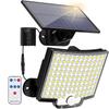 Solar Outdoor Flood Light 106 LED Solar Motion Sensor Security Light with Remote Control IP65 Waterproof 220° Wide Angle 4 Modes Wall Lamp