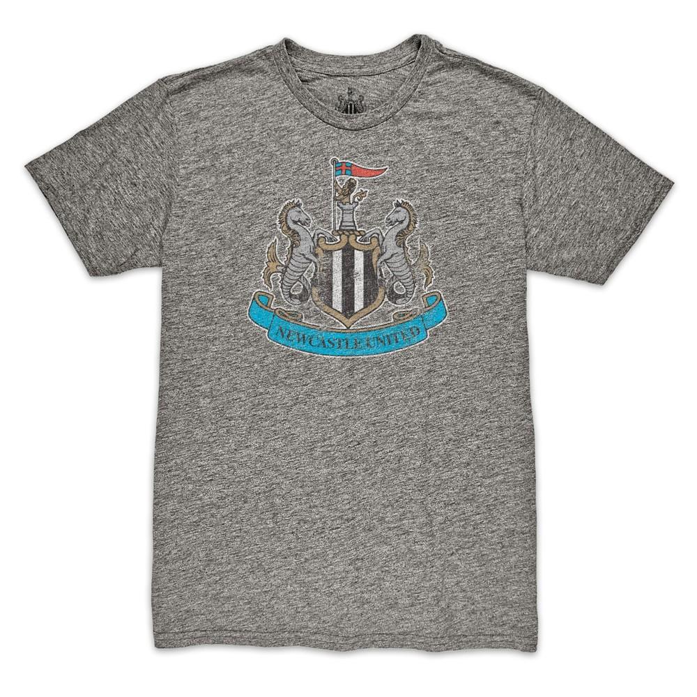 Футболка унисекс Newcastle United с винтажным значком, премиум, трехкомпонентная, серая 1863FC