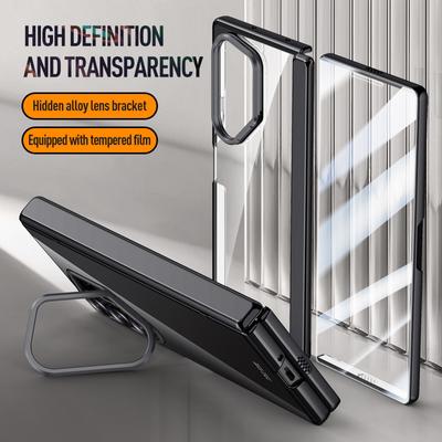 Чехол-подставка для защиты объектива, магнитный чехол для телефона Samsung Galaxy Z Fold 6 5G Magsafe, гальванизированный шарнир, прозрачное металлическое кольцо-держатель