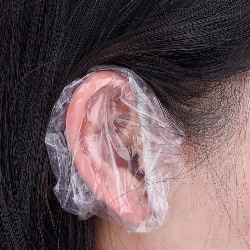 100 PCS Waterproof Earpack Plastic Wrap Disposable Hair Earmuff Dye Transparent Elastic Shower Hair Dye Protection Tool Ear Shield