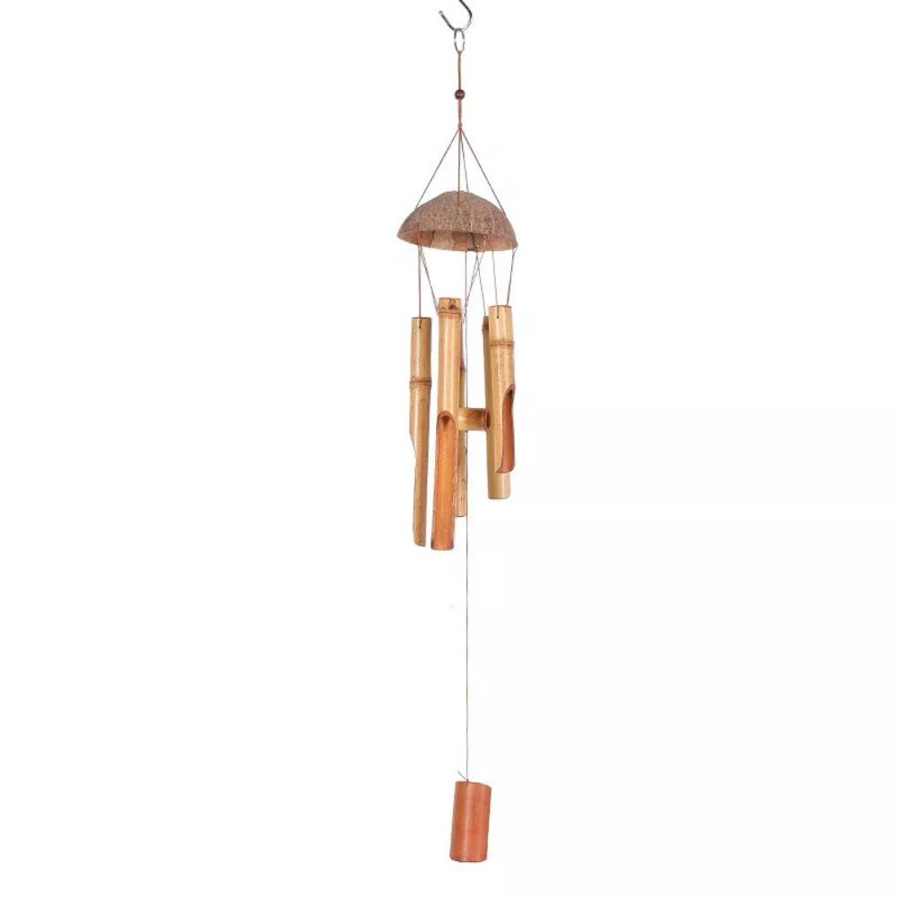 6 Tubes Bamboo Wind Chime Natural Coconut Shell Wind Chimes Handmade Wind Chime