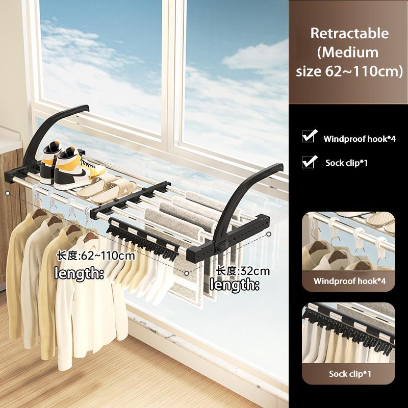 Многофункциональная выдвижная вешалка для сушки одежды, подвесной органайзер для окна, стойка для хранения, для балкона, для проветривания полотенец, одежды, обуви