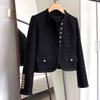 New Autumn Black French Black Gold Short Small Fragrance Retro Tweed Jacket for Women