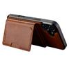 LC.IMEEKE L5 For iPhone 16 Magnetic Phone Case Leather Back Cover with Detachable Card Holder - Brown