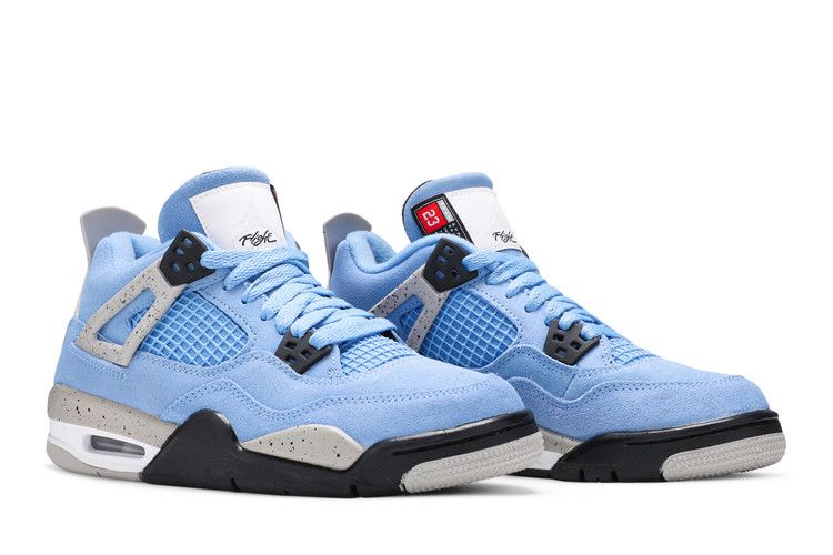 Детские кроссовки Jordan 4 Retro University Blue (GS) Университетский синий/Техно-серый/Белый/Черный
