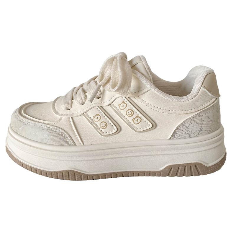 B1630 латексная стелька/дизайн с полоской любви толстая подошва маленькие белые туфли женские 2025 весна новая кожаная обувь на платформе