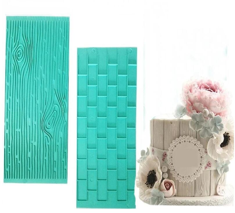 2 шт./компл. кора стены торт форма рельефная помадка кирпич дерево зерно форма для выпечки резак DIY форма для выпечки кондитерских изделий инструменты для украшения торта