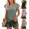 Summer T-shirt V-neck Dressing Up Skin-touching Summer Solid Color Loose Blouse Daily Garment