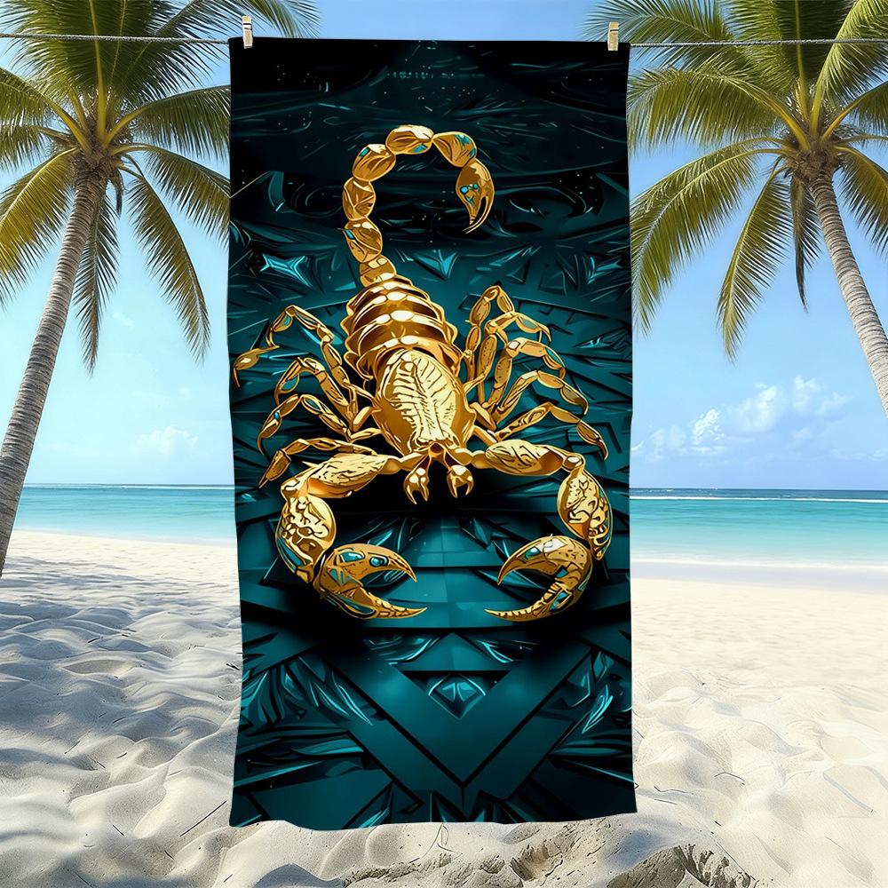 Seaside Microfiber Beach Towel, Water-Absorbing Quick-Drying Double-Sided Velvet Printed Bath Towel