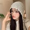 Французские ретро-шапки с жемчужной бахромой для женщин, летние, осенние, фото, универсальные, ручная работа, вязаные крючком шапки-бини