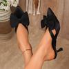 Slender Heel Baotou Cool Drag Women's Pointed Toe Shallow Mouth Bow Cutout Non-Slip Wear-Resistant High Heels