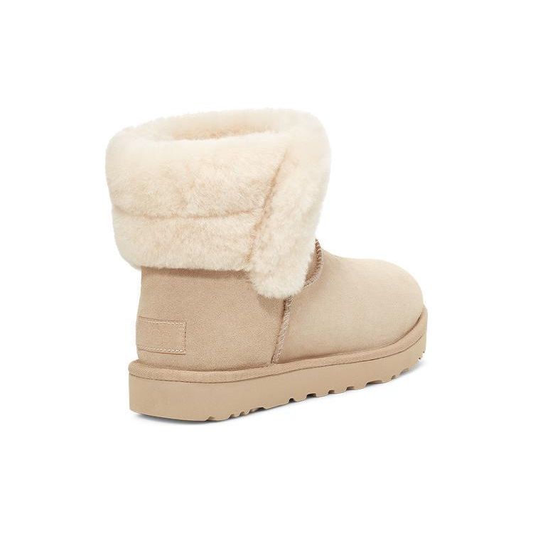 UGG Женские короткие зимние сапоги из овчины и меха с круглым носком, бежевые 1153512-SWD