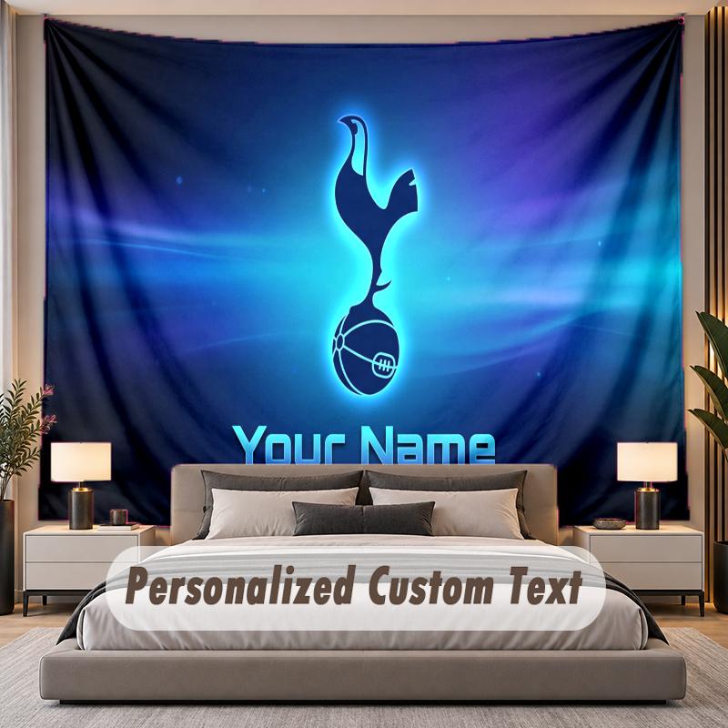 Custom Name Text Tapestry Tottenham Hotspur FC Personalized Polyester Wall Tapestry For Bedroom And Room