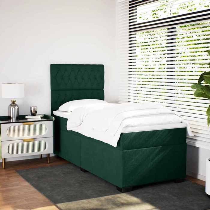 Maison Exclusive - Sommier à lattes de lit et matelas Vert foncé 80x200 cm Velours