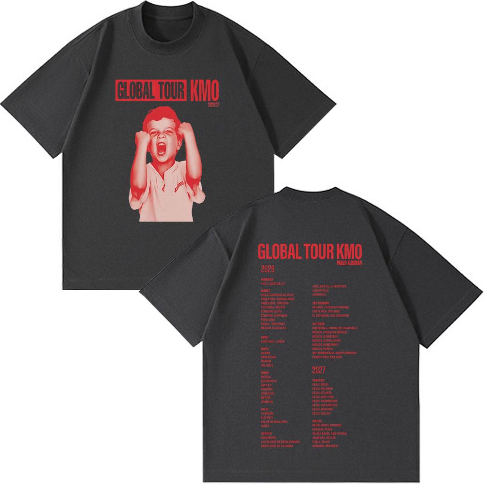 Singer Pablo Alborán Kmo Global Tour 20262027 Print T Shirt Men Women Hiphop Tshirts Shortsleeved Loose Casual TShirts Tops
