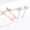 Original Bow with Diamond Long Super Fairy Fringed Earrings Korean Version of Simple Temperament Water Drop Earrings