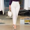 Женские брюки-карандаш однотонные с высокой посадкой, прямого кроя, длинные, со складками, для отдыха, для повседневной носки