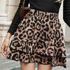 Women's Fashion Retro Leopard High Waisted Cake Short Skirt