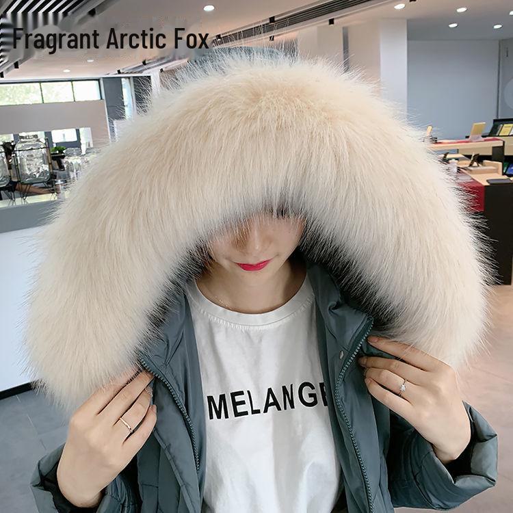 Женский воротник из искусственного меха лисы и енота черного и белого цвета для пуховой шапки - Единичная покупка