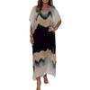 Женское шифоновое макси-платье с градиентным принтом и V-образным вырезом, с коротким рукавом, длинное платье, повседневный свободный пляжный сарафан для летнего отдыха