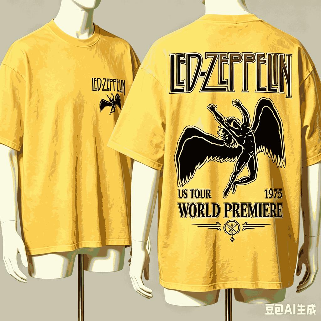 Led Zeppelin Футболка в подарок фанату Унисекс Унисекс Харадзюку Оверсайз Унисекс С коротким рукавом Уличная одежда Высокое качество Для пар Классическая футболка